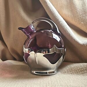 Vintage Farber Bros Chrome and Amethyst Glass Ball Cordial Decanter / Pitcher